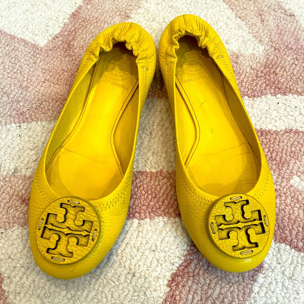 Tory Burch Yellow Leather Flats